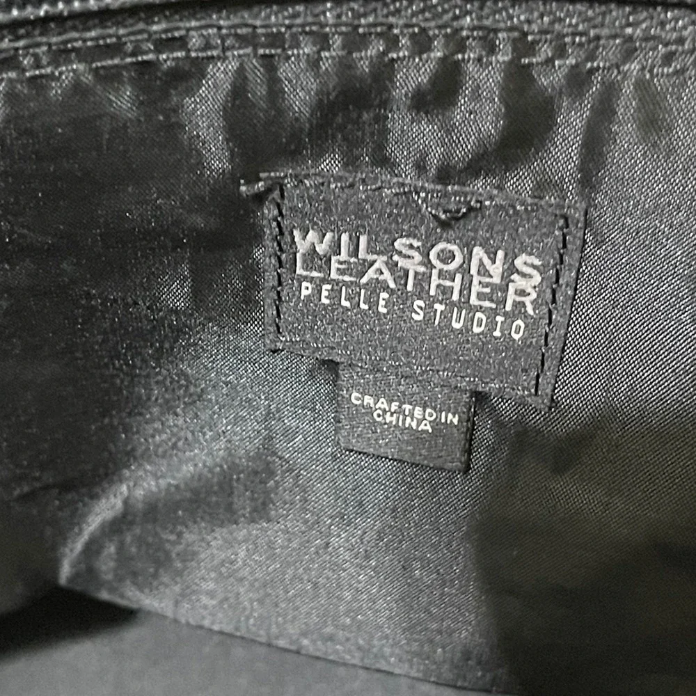 Wilsons Leather Pelle Studio Rolling Laptop Bag Black Briefcase Carry On Luggage